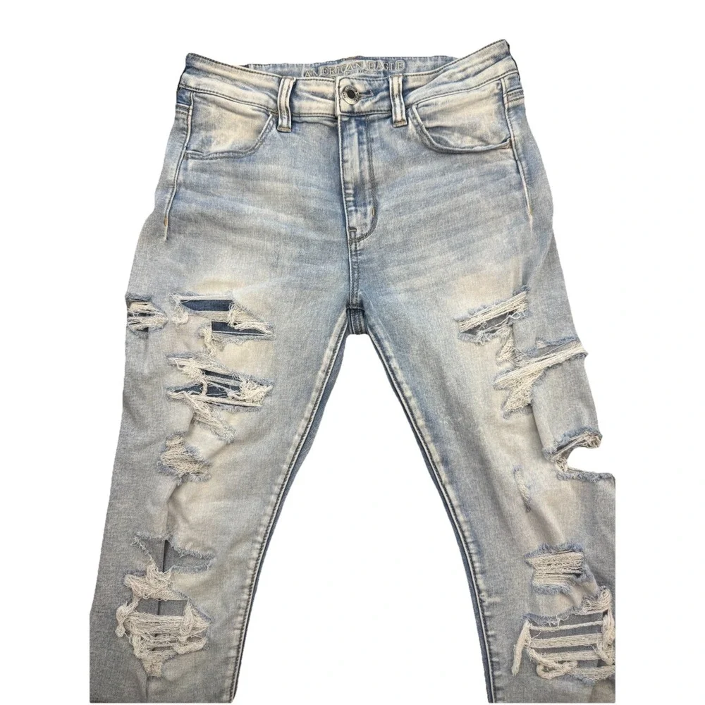 American Eagle Outfitters Hi-Rise Women's 8 S Blue Jeans Denim Ripped Distressed